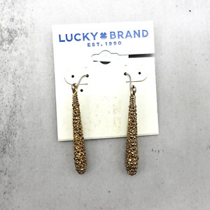 Womens Lucky Brand Earrings Gold Tone Crystal 2" Drop Costume Fashion Jewelry