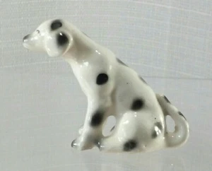 Dalmatiner Hund gefleckt Figur Keramik glasiert Miniatur Vintage 1,5" sehr klein - Bild 1 von 7