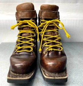Men Vintage Heierling Ski Boots Italian Leather Swiss 1940 Size 44 US 11 -RARE - Picture 1 of 14