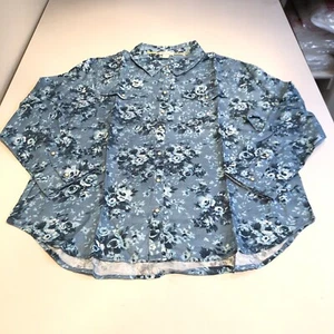 Sundance Women’s Willow Linen Floral Shirt Blue XL - Picture 1 of 2