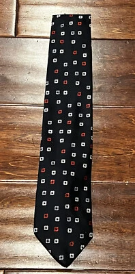 Corbata de Colección Christain Dior Negra Roja Geométrica Cuadrada Lunares Para Hombre Poli 54" Cuello Foto 1 de 4