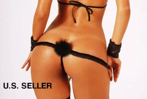 PANTY TANGA TANGA TANGA DESMONTABLE ESPALDA COLA DE CONEJO IMITACIÓN PIEL - LENCERÍA EXÓTICA SEXY - Imagen 1 de 18