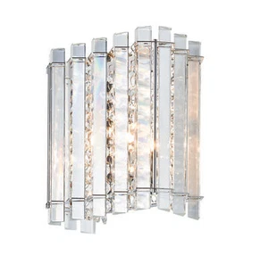 Glass Wall Light Clear Crystal & Chrome Plate 28W G9 Dimmable Living Room - Picture 1 of 2