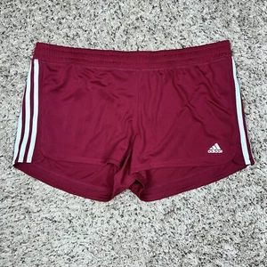 NUEVO Adidas Mujer Ropa Activa Pantalones Cortos XL Borgoña Fútbol Aeroréady Malla Blanco Logotipo - Imagen 1 de 11