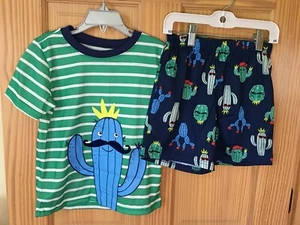New Carter's Boys Poly Pajama 2 pc Set Cactus Stripe Green Kid many sizes - Picture 1 of 1