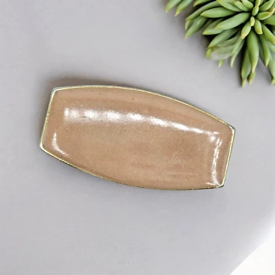Weekenders Modernist Brooch Pendant Vintage Taupe Enamel Vertical or Horizontal - Image 1 of 4