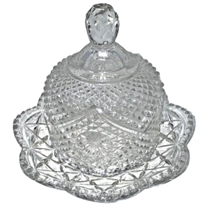Vintage 1973 Avon Fostoria Glass Crystal Butter Cheese Dish & Dome Cover - Picture 1 of 11