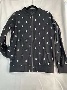 Drop Dead Jacket Bomber Linen M Unisex Black Logo Zip Up Lined - Picture 1 of 15