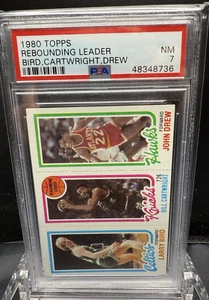 1980 Topps Rebounding Leader Larry Bird, Bill Cartwright, John Draw PSA 7 - Bild 1 von 2