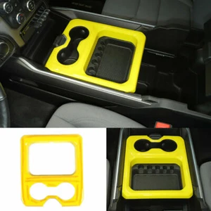 Yellow ABS Central Water Cup Holder Panel Storage Cover For Dodge Ram 1500 2018+ - Picture 1 of 10