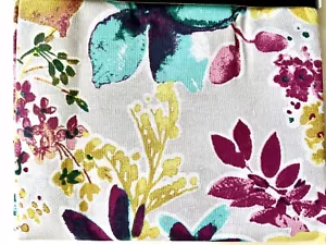 FLORAL GARDEN PARTY FABRIC SHOWER CURTAIN BY NICOLE MILLER NEW YORK TEAL PURPLE - Picture 1 of 12