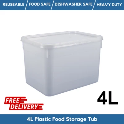 4 Litre Rectangular Food Storage Container / Ice Cream Tub Containers & Lids - Image 1 of 2