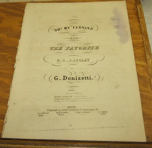 1847 Sheet Music//OH! MY FERNAND, by G. Donizetti - Picture 1 of 1