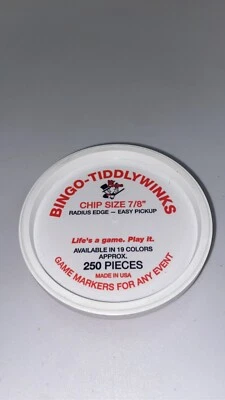 NEW! Plastic Non Magnetic Bingo Chips 7/8" Size QTY (250) Chips Color Red BINGO! - Image 1 of 4