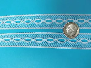 French Heirloom Cotton Lace Beading 5/8" Wide/White Fashion/Craft/Doll Lace 6208 - Foto 1 di 1