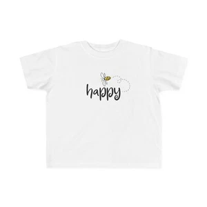 Bee Happy, Kid's Fine Jersey Tee, Children's T-Shirt, Toddler 2T 3T 4T 5-6T - Picture 1 of 14