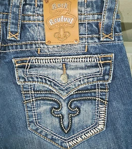 *LO ÚLTIMO Pantalones de mezclilla para hombre ROCK REVIVAL @ ANTHONY STRAIGHT STUDS 30 x33 (ajuste 32x33) - Imagen 1 de 15