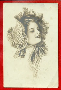 BY Harrison Fisher Beautiful lady VINTAGE PHOTO PC. PUBLISHER RUSSIA USED 355 - Picture 1 of 2