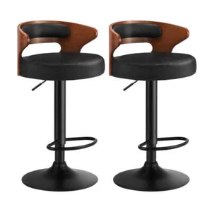 Oikiture 2x Bar Stools with Gas Lift Swivel Black - Picture 1 of 6
