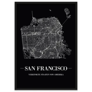 JUNIWORDS Stadtposter, San Francisco, Schwarz, Kunstdruck Plan Map - Bild 1 von 7