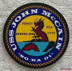 Calcomanía USS JOHN S. McCAIN (DDG-56) Destructor Astillero Naval 1995 Pearl Harbor - Imagen 1 de 1