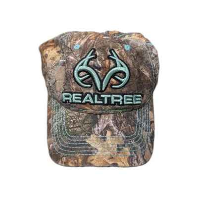 Ladies Realtree Camo Teal Blue baseball Cap Adjustable One Size Fits All.  - Image 1 of 4