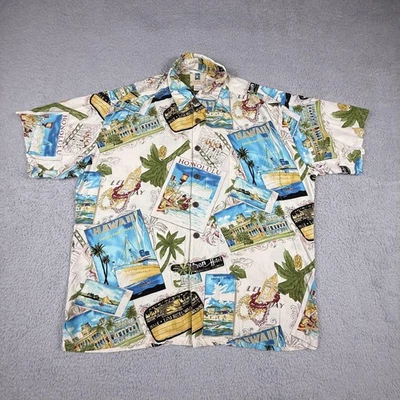 Рубашка мужская Kahala Hawaiian Islands большая вискоза Aloha Гонолулу гавайский принт - Изображение 1 из 4