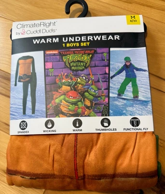 ClimateRight Cuddl Duds TEENAGE MUTANT TURTLES Warm Underwear Set Size M 8/10 - Image 1 of 4
