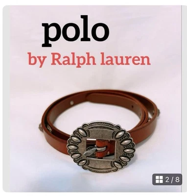 Cinturón Western de cuero marrón concho Ralph Lauren para dama Foto 1 de 4