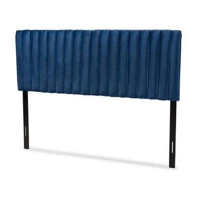 Baxton Studio Emile Navy Blue and Dark Brown Finished Wood Full Size Headboard - Image 1 of 4