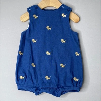 Mameluco burbuja mezcla lino azul bordado JANIE & JACK niños 6-9-12 meses Foto 1 de 4