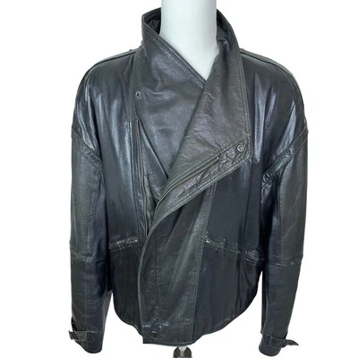 Chaqueta Abrigo Bombardero Motociclista Vintage Berman Para Hombre Cuero Genuino Negro Talla 48 Foto 1 de 4