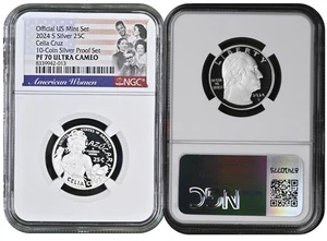 2024 S Silver Quarter 25C Celia Cruz From 10 Coin Proof Set NGC PF70 Ultra Cameo - Picture 1 of 1