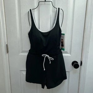 PENBROOKE Womens Pickleball Swimsuit Shorts Black One Piece Padded Sz 12NWT - Picture 1 of 11