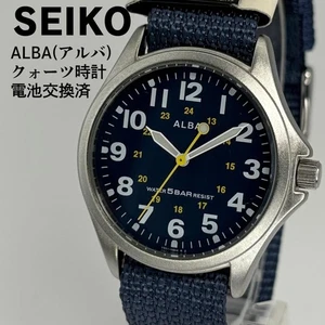 SEIKO ALBA Military Field Watch V501-0AK6 Black Dial Luminous Japan - Picture 1 of 9