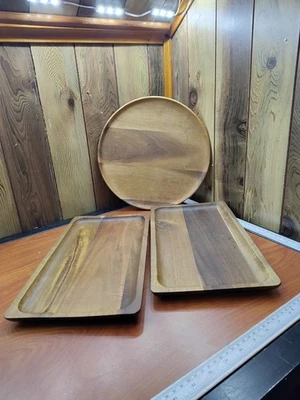 Dash Of That Acacia Wooden Serving Tray Lot Round Recangle Charcuterie New Wood - Image 1 of 4