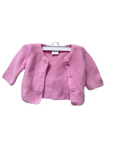 Hanna Andersson Knitted Pink Organic Cotton Sweater Girl's Cardigan 0-3 Mths - Picture 1 of 4