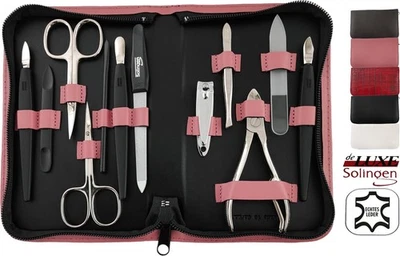 Solingen 12teiliges Maniküre Set mit Leder-Etui Nagelpflege, Made in Germany - Bild 1 von 4
