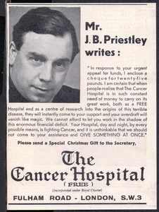 THE CANCER HOSPITAL, London. 1934 Appell von J B Priestley - Vintage Werbung - Bild 1 von 1