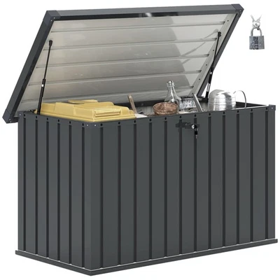 Outsunny 400L Waterproof Metal Outdoor Storage Box with Lock and Keys - Image 1 of 4