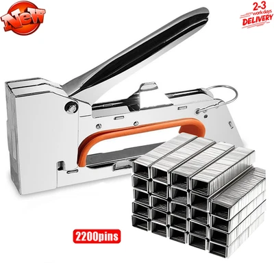 Heavy Duty Staple Gun Tacker Upholstery Stapler Fabric Wood Craft w/2200 Staples