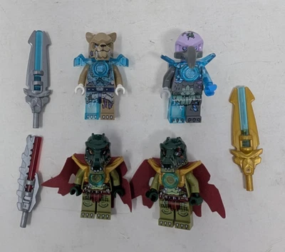 Lote de 4 minifiguras LEGO Legends of Chima - Cragger, Vardy, Strainor com 3 espadas - Imagem 1 de 2