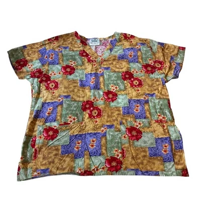 Blusa Médica Estampada Floral de Algodón Crest para Mujer Talla L Uniforme de Doctor Enfermera Foto 1 de 4