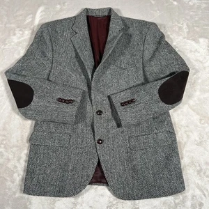 Vintage Harris Tweed Blazer Herren 42 S Fischgrät reine Schurwolle Ellenbogen Patch handgewebt - Bild 1 von 22