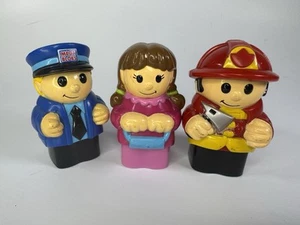 Lot of 3 Vintage Mega Bloks Blocks Toy People Figures Police Firefighter Women - Picture 1 of 2