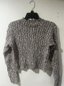 Contempo Casuals Women’s Ribbed Knit Sweater Small Brown White 18” Made in USA - Picture 1 of 6