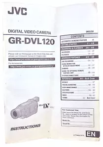 JVC GR-DVL120 Digital Video Camera User's Manual, Mini DV NTSC Instructions - Picture 1 of 2
