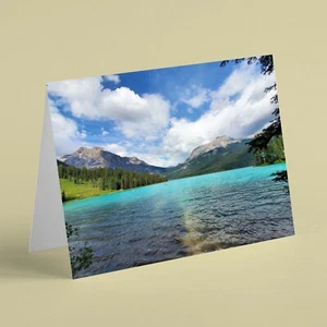Lake & forest with mountainous scenery background birthday card - male / female - Picture 1 of 1