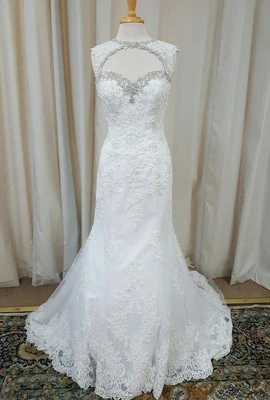 Angelina Faccenda Mori Lee Vestido de Novia Sirena Trompeta Seda 1285 Blanco Foto 1 de 4