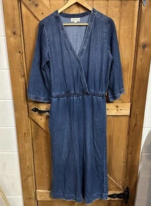 Cloth & Stone Anthropologie Women's Chambray Cropped Wide Leg Jumpsuit M Blue - Picture 1 of 11